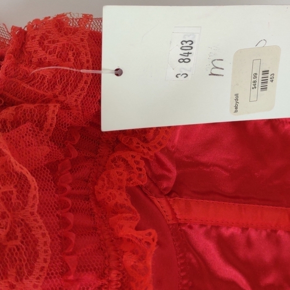 C Bling Intimates red woman's baby doll Lacey hook up corset with bones - Picture 3 of 4